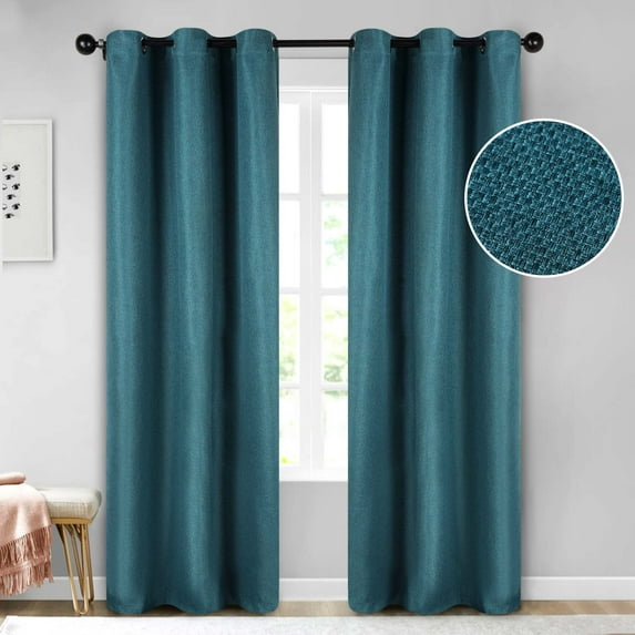 Superior Jaxon Blackout Curtains Set of 2, Grommet Header Curtain Panel Pair, 42"W x 108"L, Deep Sea