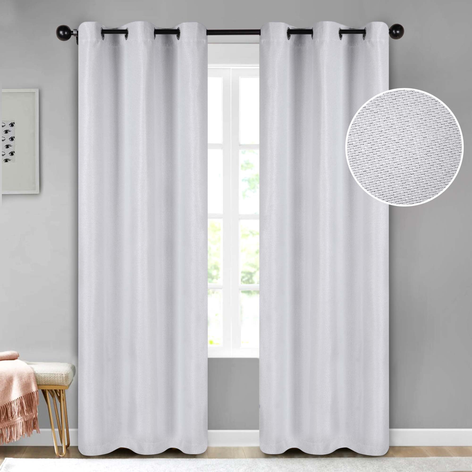Superior Jaxon Blackout Curtains Set of 2, Grommet Header Curtain Panel Pair, 42"W x 84"L, Platinum