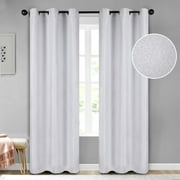 Superior Jaxon Blackout Curtains Set of 2, Grommet Header Curtain Panel Pair, 42"W x 96"L, Platinum