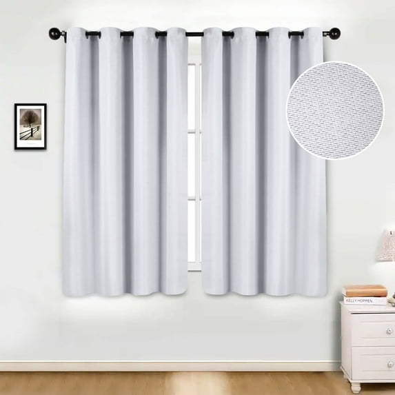 Superior Jaxon Blackout Curtains Set of 2, Grommet Header Curtain Panel Pair, 52"W x 63"L, Platinum