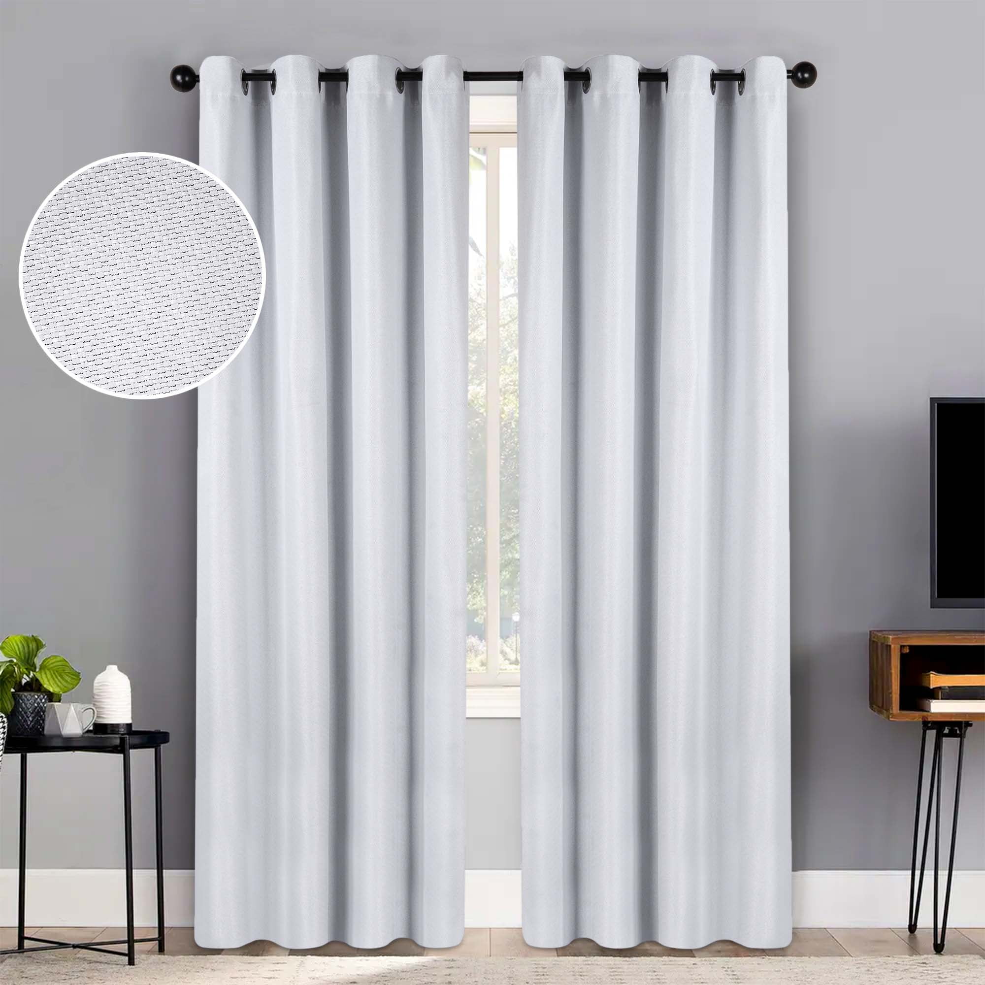 Superior Jaxon Blackout Curtains Set of 2, Grommet Header Curtain Panel Pair, 52"W x 84"L, Platinum
