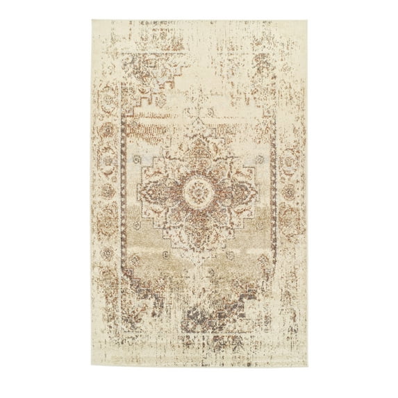Superior Jaxon Vintage Medallion Indoor Area Rug, 5' x 8', Cream