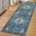 thumbnail image 1 of Superior Jay Medallion Bordered Washable Indoor Runner Rug, 2' 7" x 8', Blue, 1 of 11