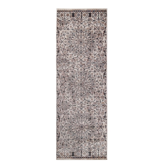 Superior Jia Vintage Floral Mandala Nightful Blue Indoor Bohemian Runner Rug, 2' 7" x 8'