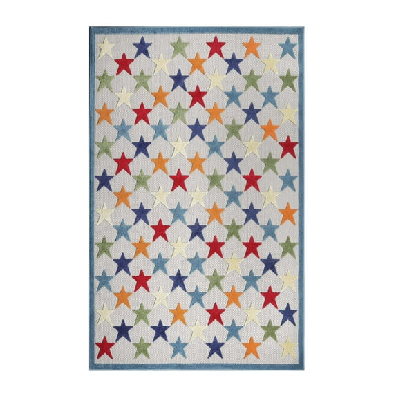 Superior Juniper Stars Indoor Outdoor Area Rug, 6' x 8' 10", Cream