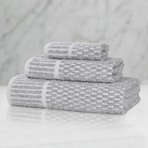 Superior Juno Viscose Cotton Blend Medium Weight 3 Piece Towel Set, Charcoal