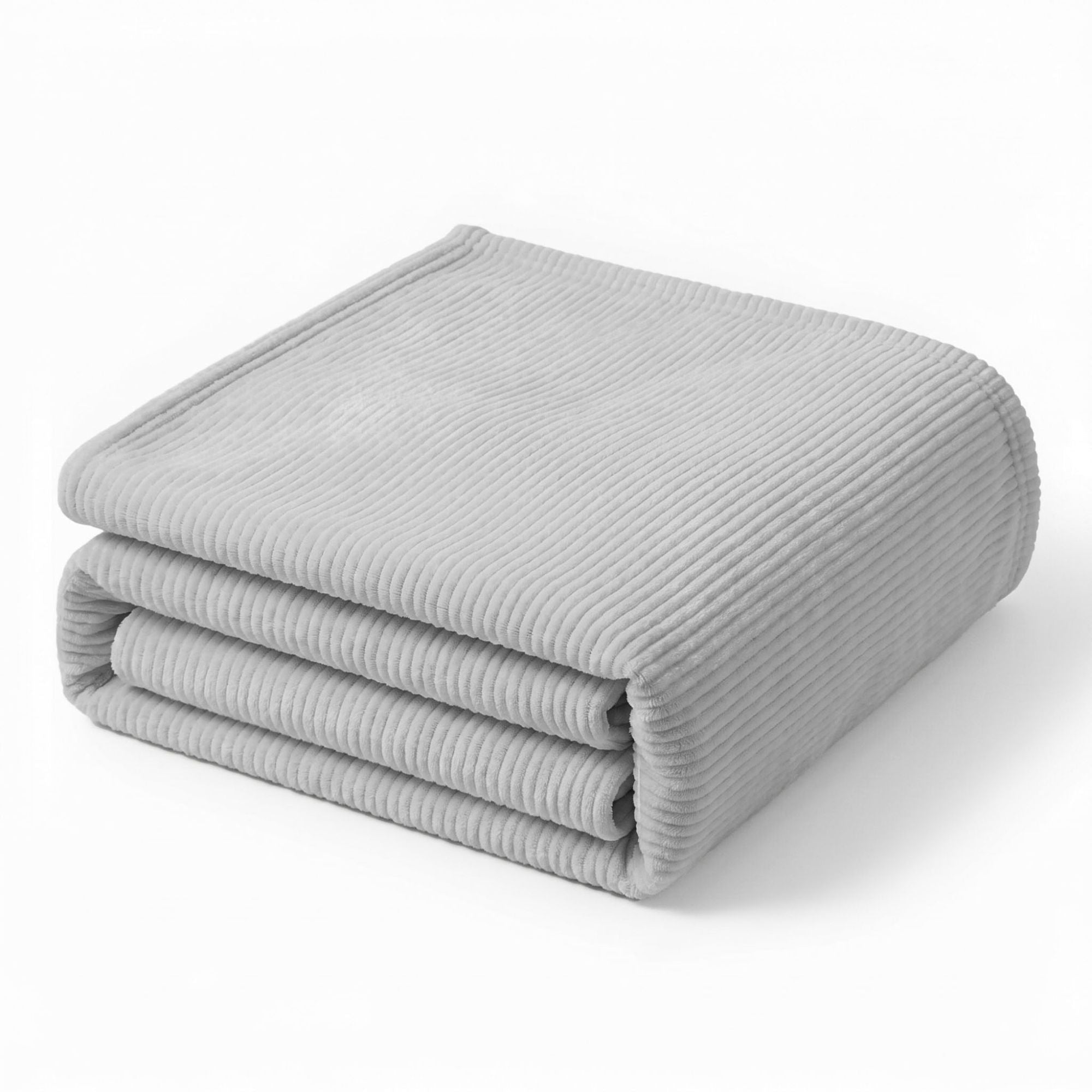 Superior Kacey Ribbed Fluffy Fleece Blanket, King Size, Platinum