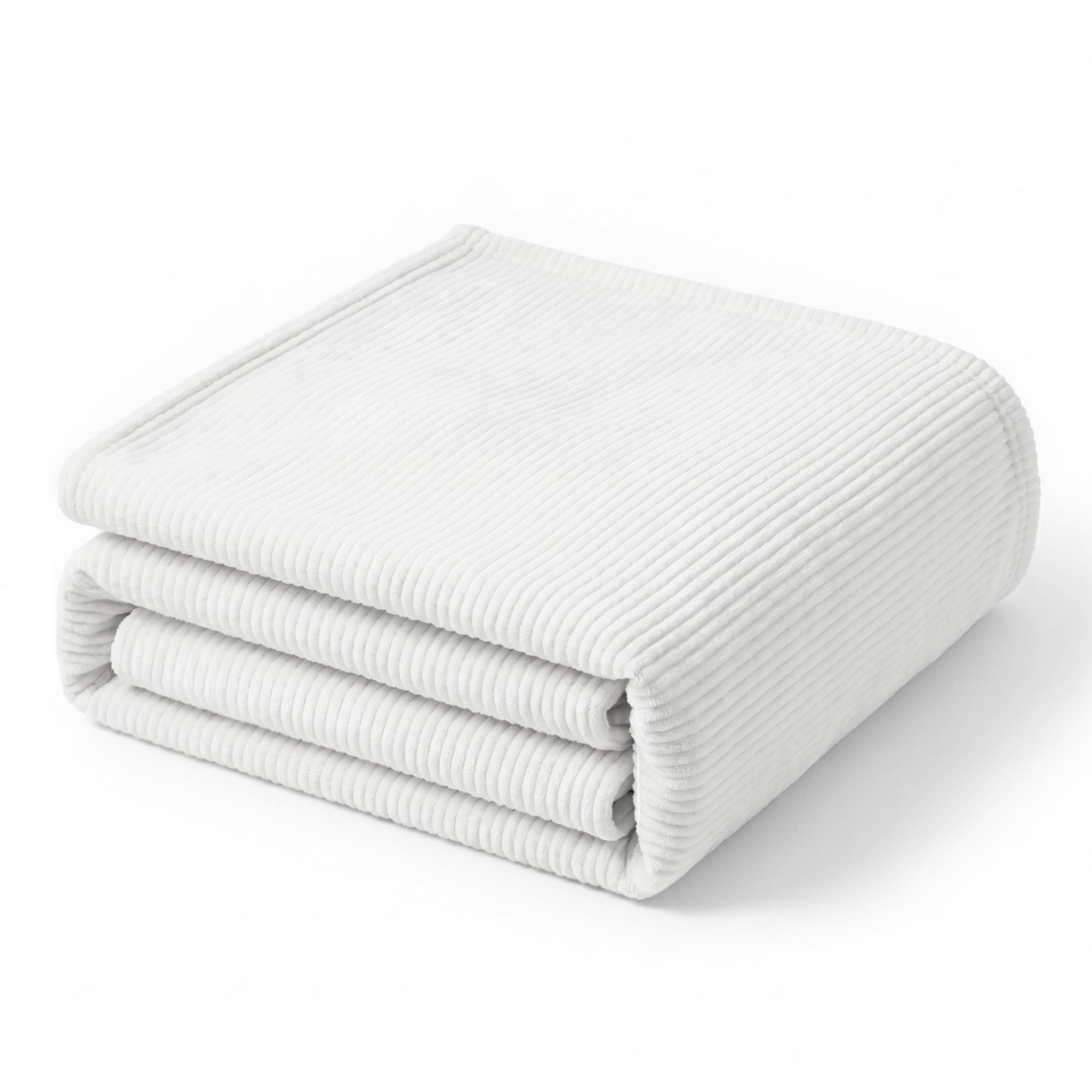Superior Kacey Ribbed Fluffy Fleece Blanket, Twin Size, White