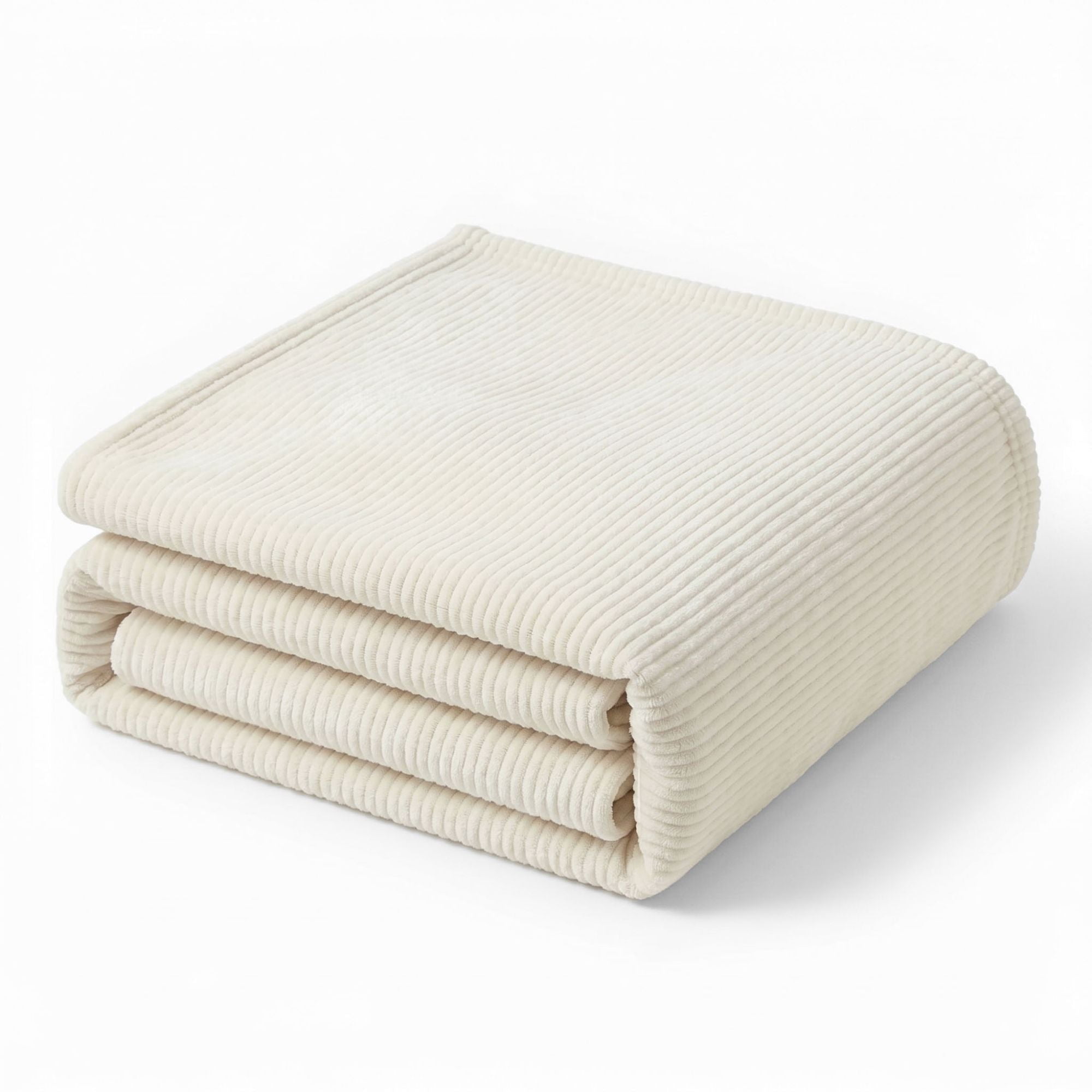 Superior Kacey Ribbed Fluffy Fleece Blanket, Twin XL Size, Ivory