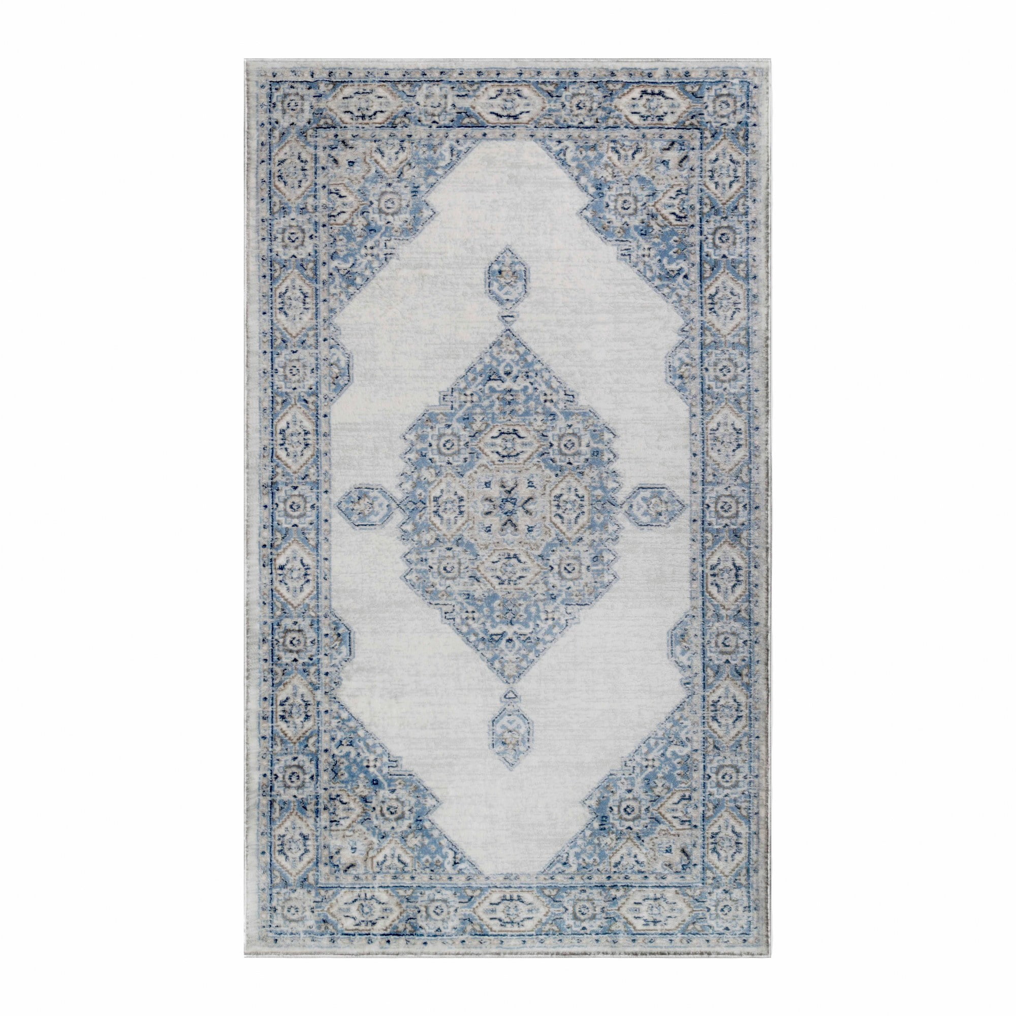Superior Kailani Medallion Indoor Area Rug, Cream/ Blue, 3' x 5'