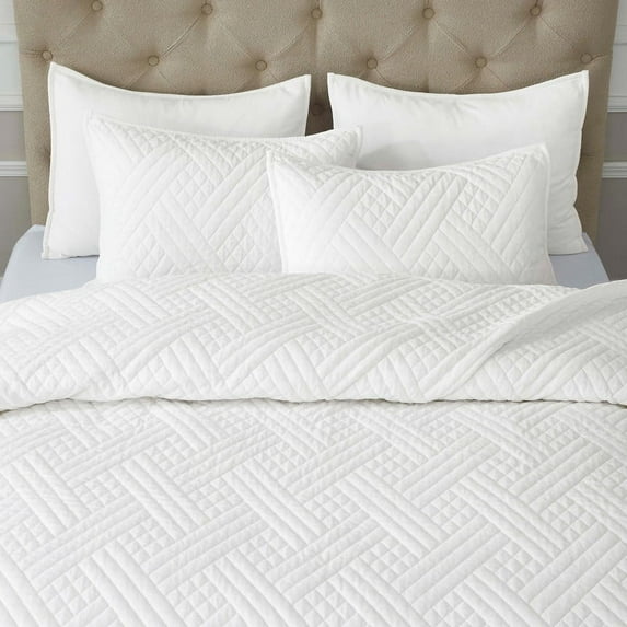 Superior Karina Cotton Velvet Lightweight Quilt Set, King, White