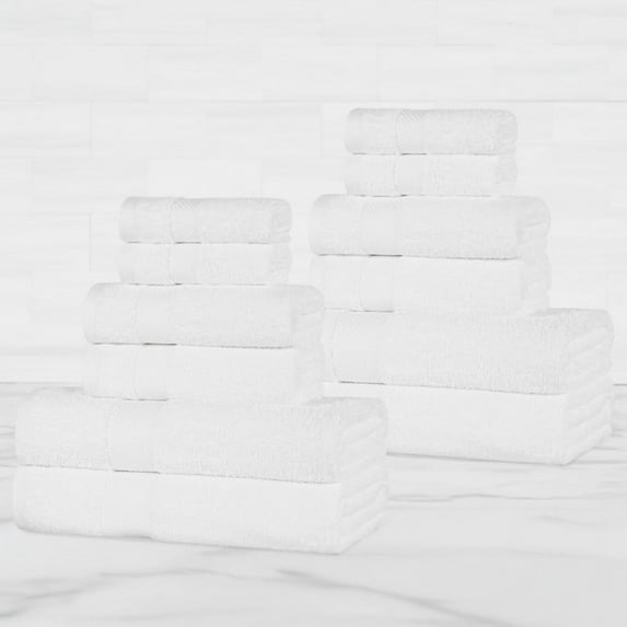 Superior Kendell Egyptian Cotton 12-Piece Towels Set, White