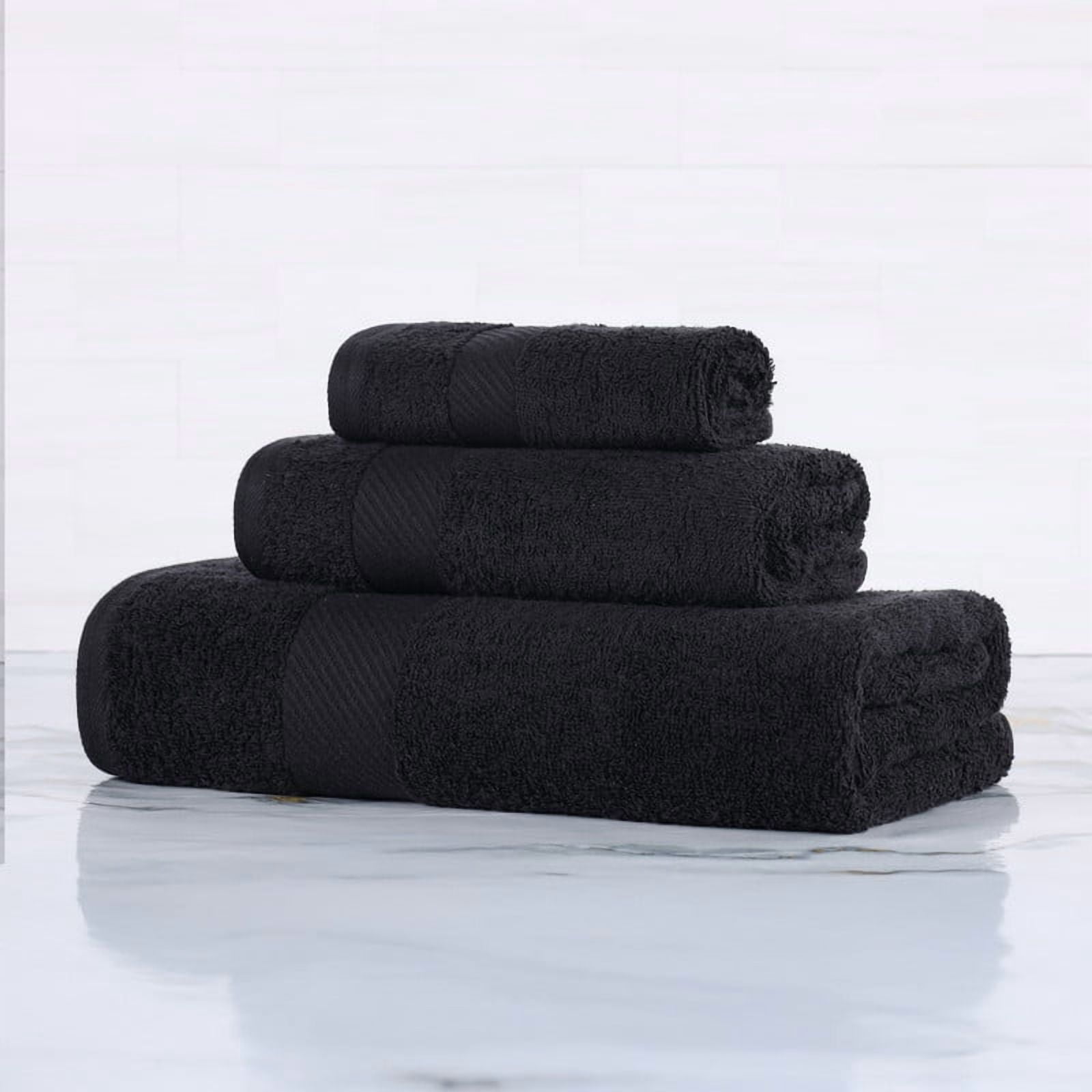 Superior Kendell Egyptian Cotton 3-Piece Towels Set, Black