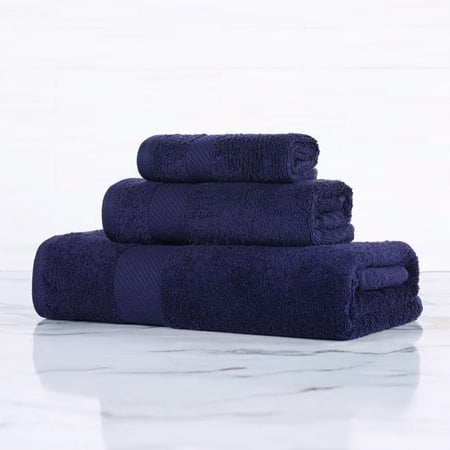Superior Kendell Egyptian Cotton 3-Piece Towels Set, Navy Blue