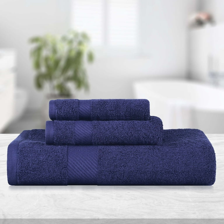 Superior Kendell Egyptian Cotton 3 Piece Towels Set Navy Blue Walmart