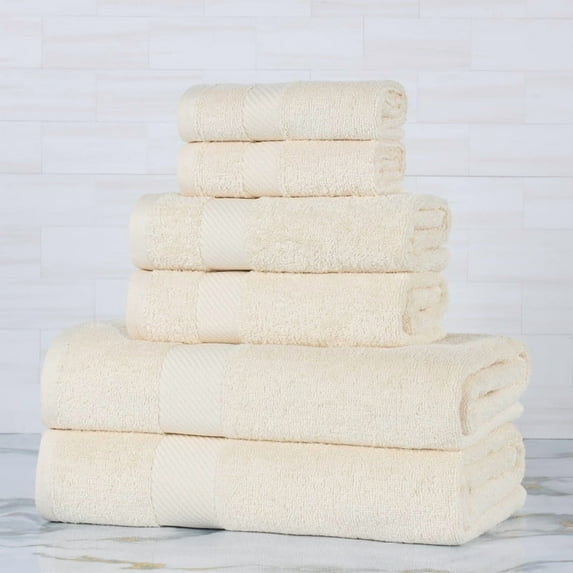 Superior Kendell Egyptian Cotton 6-Piece Towels Set, Ivory