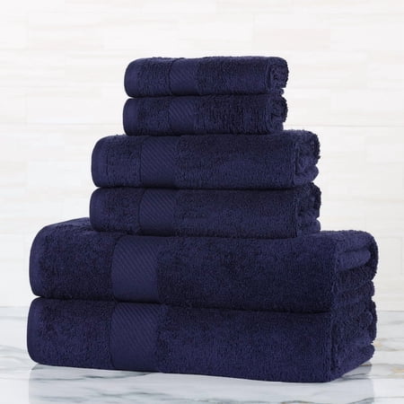 Superior Kendell Egyptian Cotton 6-Piece Towels Set, Navy Blue
