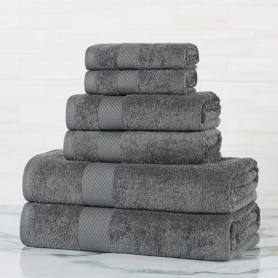 Superior Kendell Egyptian Cotton 6-Piece Towels Set, Smoked Pearl