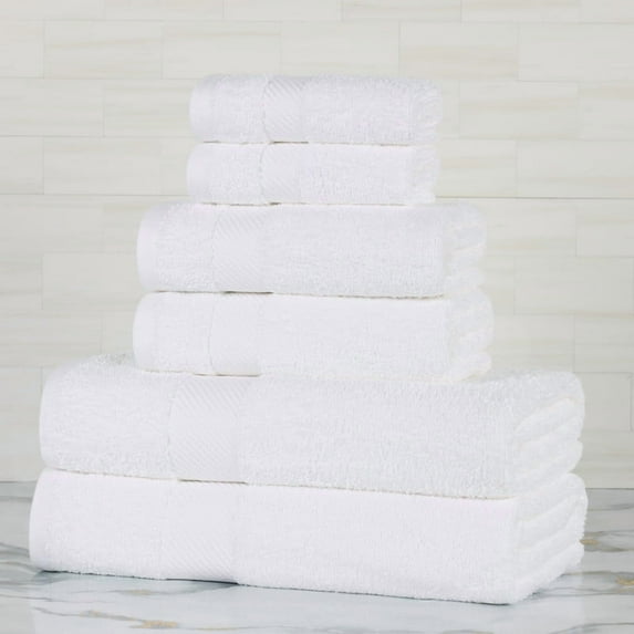 Superior Kendell Egyptian Cotton 6-Piece Towels Set, White