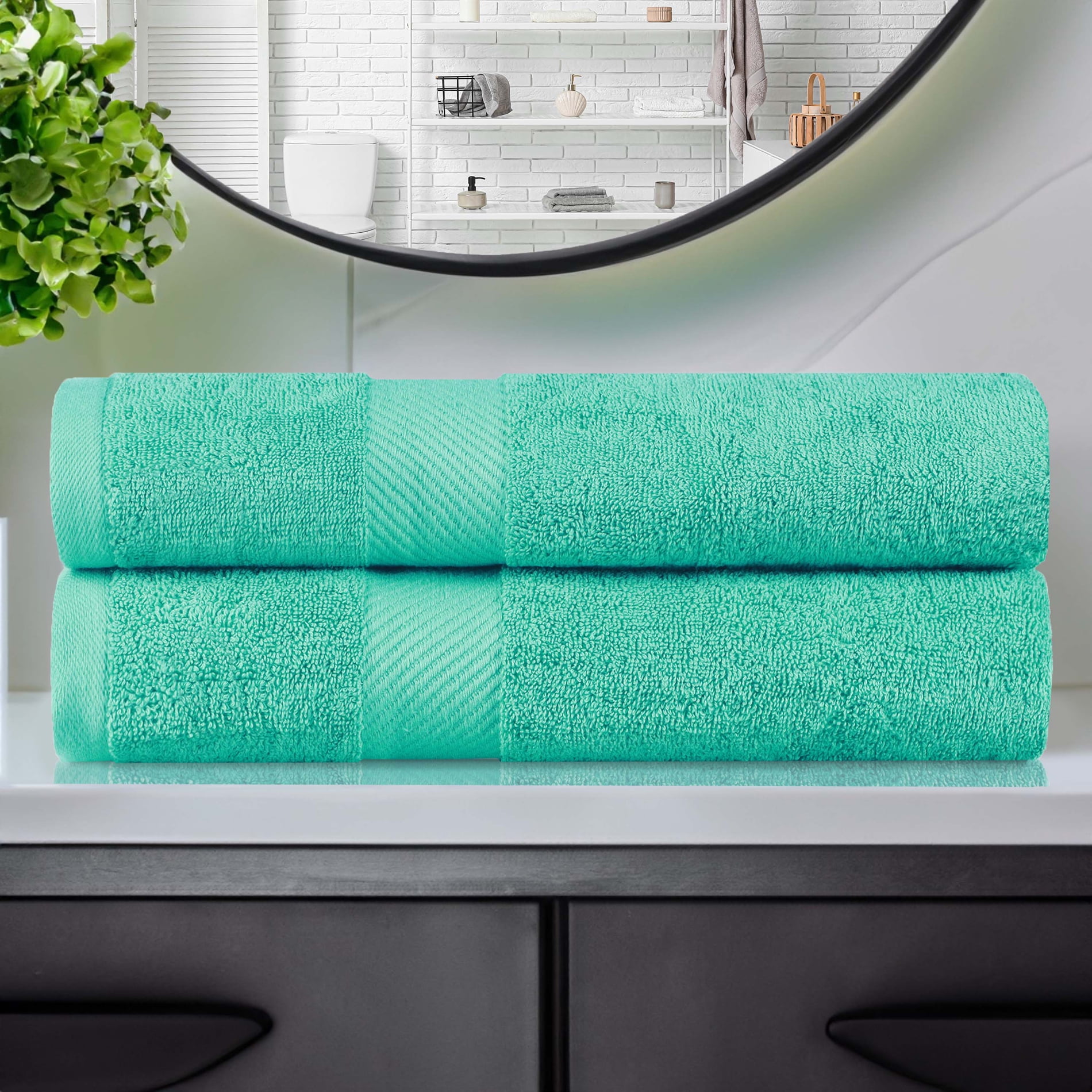 Sea Green Egyptian Cotton 2-Piece Bath Towel Set
