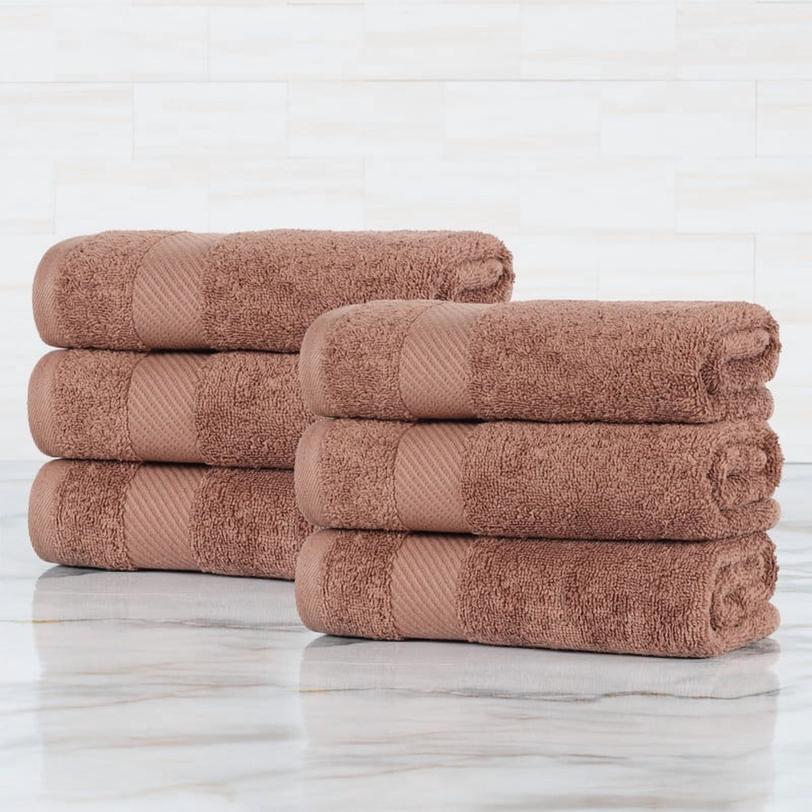 Superior Kendell Egyptian Cotton Hand Towels, Set of 6, Sedona