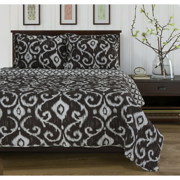Superior Klara Reversible Cotton Quilt Set, Full/ Queen, Brown