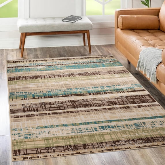 Superior Kylemore Modern Abstract Indoor Area Rug, 5' x 8', Chocolate