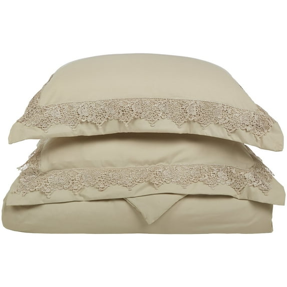 Superior Lace Embroidered Duvet Cover Set, Twin XL, Tan