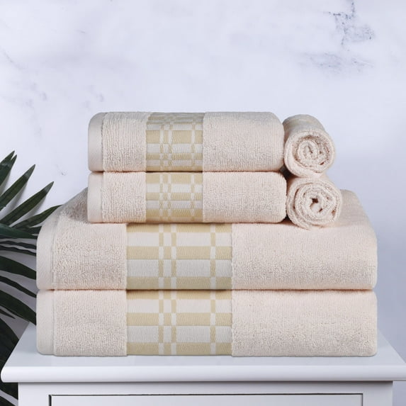 Superior Larissa 6-Piece Cotton Embroidered Towel Set, Ivory