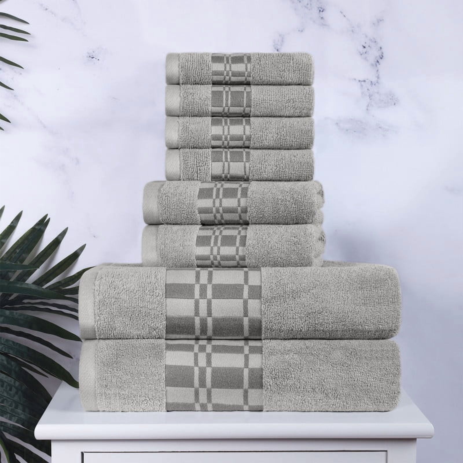 Superior Larissa Cotton Embroidered Bath Towel Set of 4, Chrome