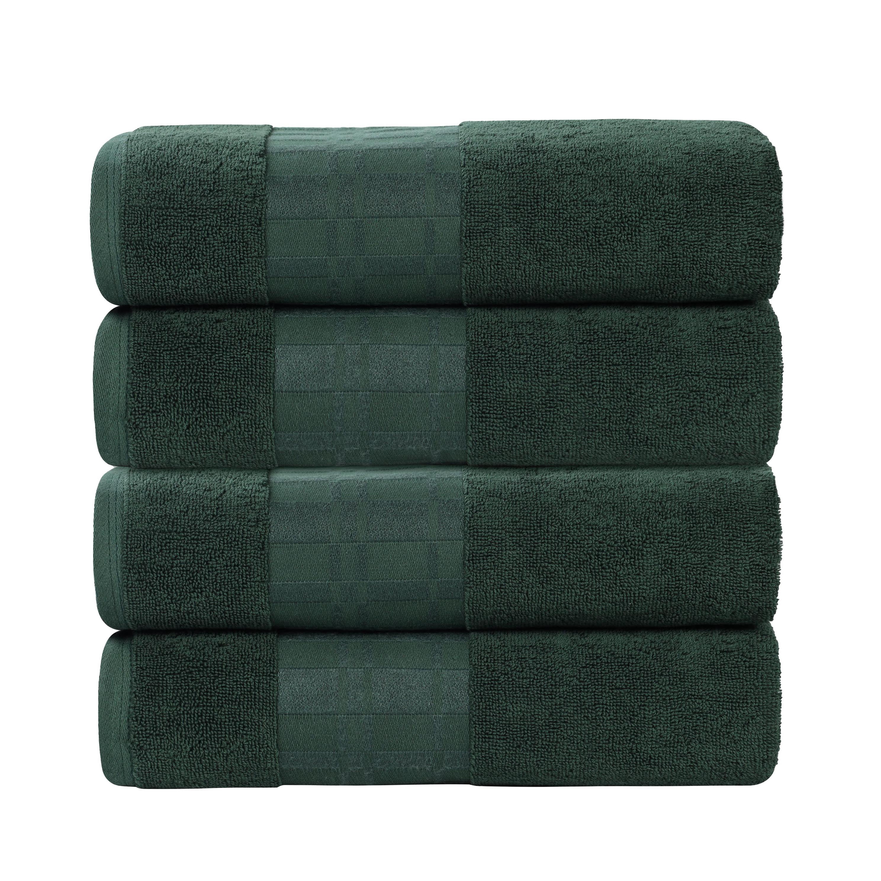 Superior Larissa Cotton Embroidered Bath Towel Set of 4, Forest Green