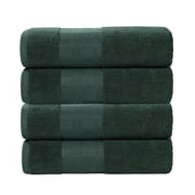 Superior Larissa Cotton Embroidered Bath Towel Set of 4, Forest Green