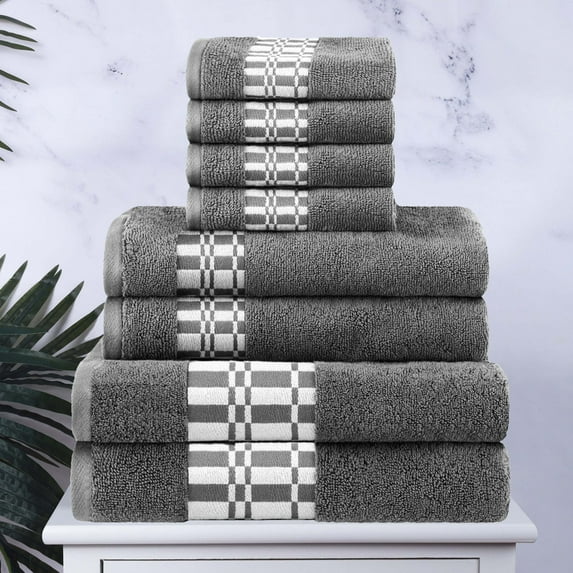 Superior Larissa Cotton Embroidered Bath Towel Set of 4, Gray
