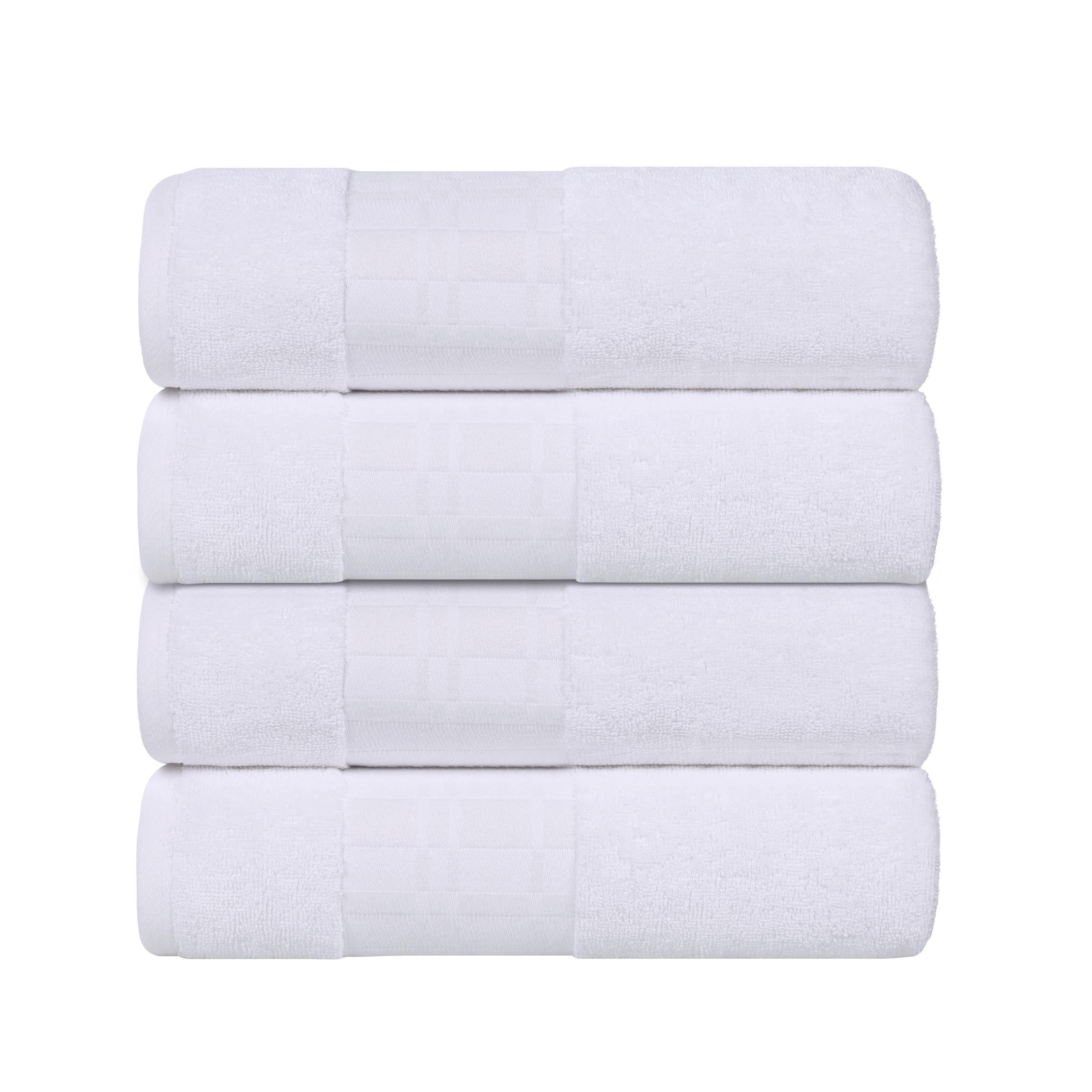 Superior Larissa Cotton Embroidered Bath Towel Set of 4, White-White
