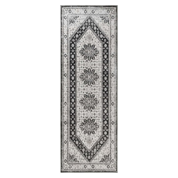 Superior Layland Medallion Indoor Runner Rug, 2' 7" x 8', Charcoal