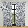 thumbnail image 1 of Superior Blackout Leaves Light Filtering Back Tab Curtain Panel Set, 52"x96", White-Navy Blue, 1 of 9