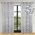 thumbnail image 1 of Superior Blackout Leaves Light Filtering Grommet Curtain Panel Set, 52"x96", White-Grey, 1 of 7