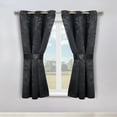 thumbnail image 1 of Superior Blackout Leaves Light Filtering Grommet Curtain Panel Set, 46"x63", Black-Black, 1 of 7