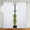 thumbnail image 1 of Superior Blackout Leaves Light Filtering Grommet Curtain Panel Set, 52"x84", White-White, 1 of 9
