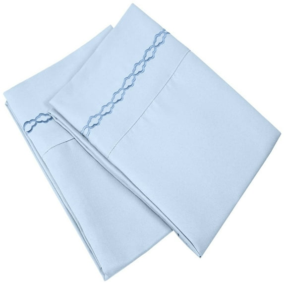 Superior Light Blue Cloud Embroidered Microfiber Pillowcases, King (2 Count)