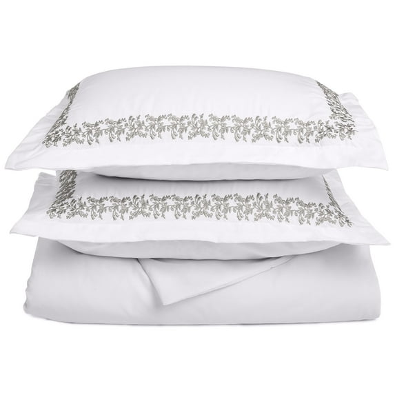 Superior Light Weight and Super Soft Brushed Microfiber, Wrinkle Resistant Duvet Cover with Floral Lace Embroidered Pillow Shams