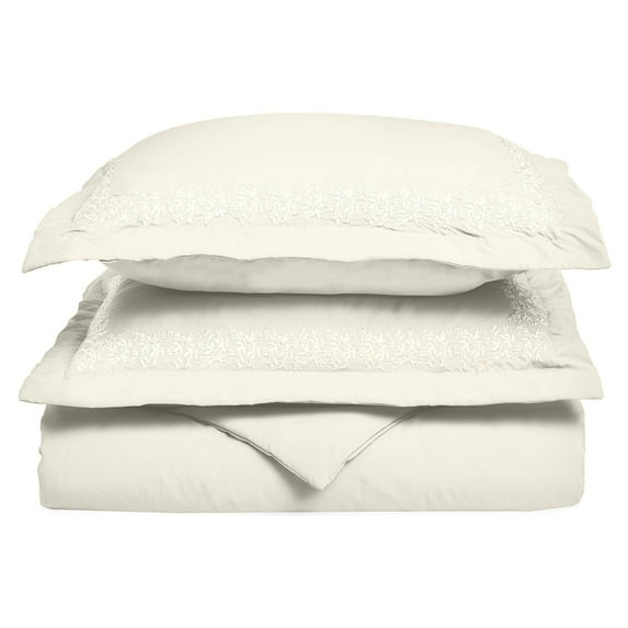 Superior Light Weight and Super Soft Brushed Microfiber, Wrinkle Resistant Duvet Cover with Floral Lace Embroidered Pillow Shams