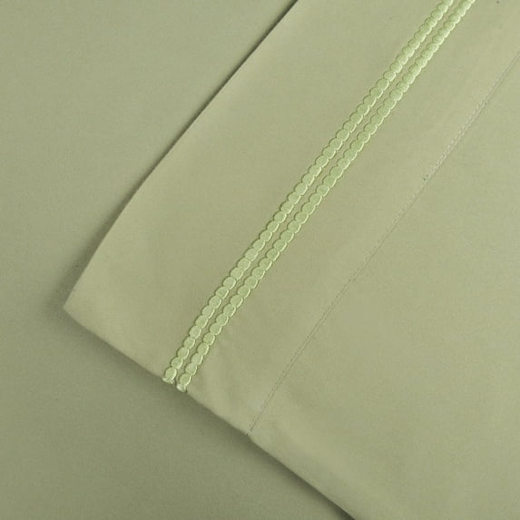 Superior Light Weight and Super Soft Brushed Microfiber, Wrinkle Resistant Pillowcase Set with 2-Line Embroidery