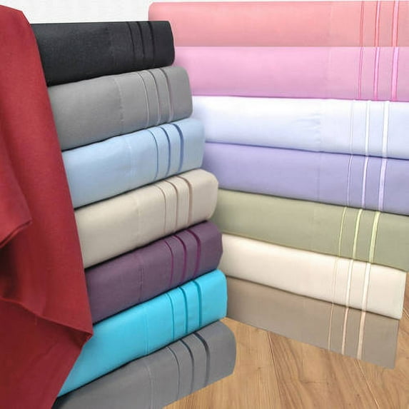 Superior Light Weight and Super Soft Brushed Microfiber, Wrinkle Resistant Pillowcase Set with 3-Line Embroidery