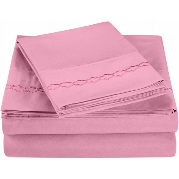 Superior Light Weight and Super Soft Brushed Microfiber, Wrinkle Resistant Sheet Set with Cloud Embroidery