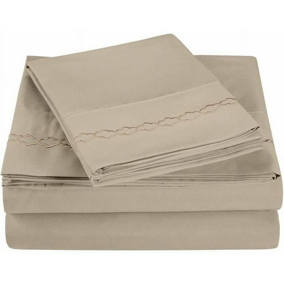Superior Light Weight and Super Soft Brushed Microfiber, Wrinkle Resistant Sheet Set with Cloud Embroidery