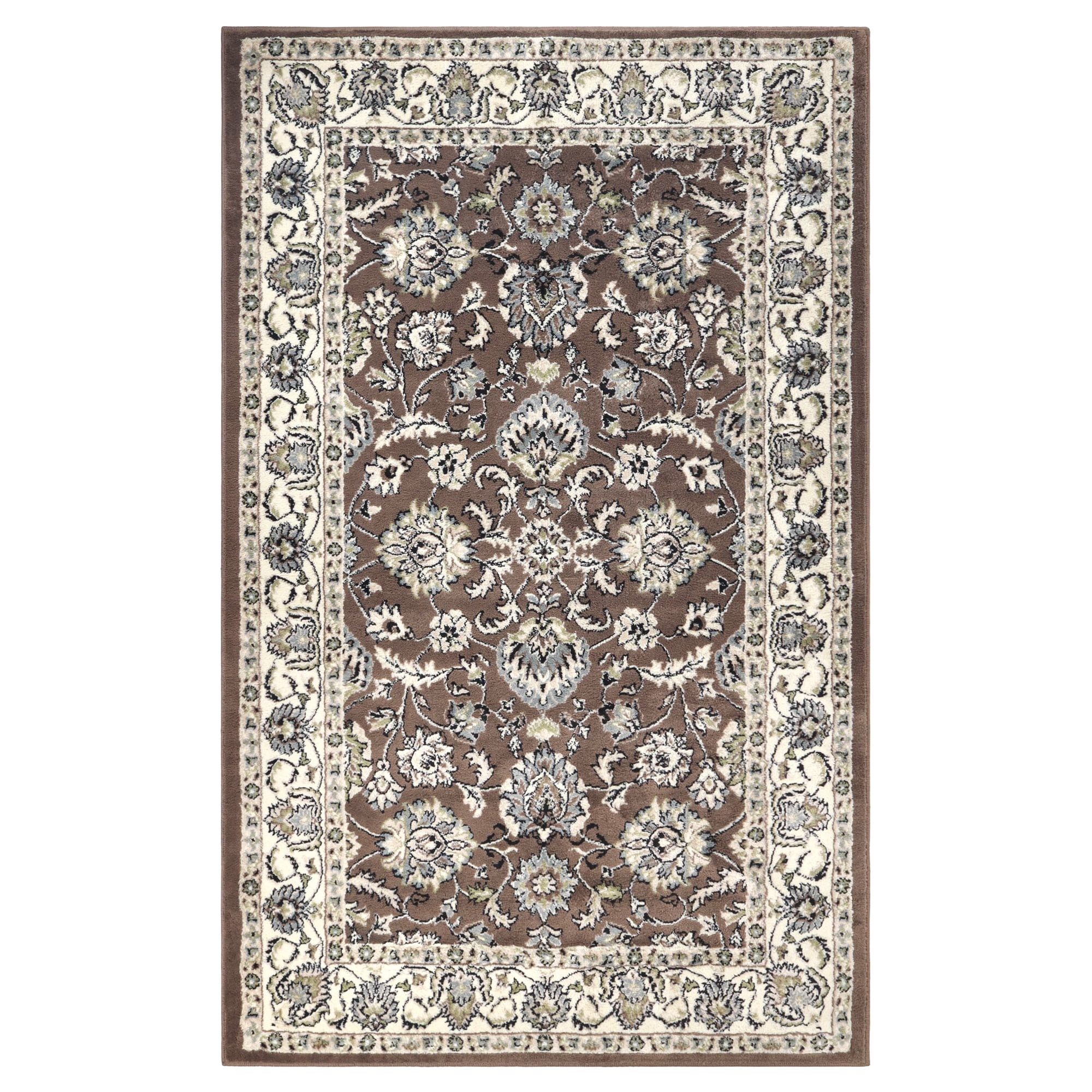 Elegant Lille Floral Scroll 4'x6' Brown Synthetic Area Rug