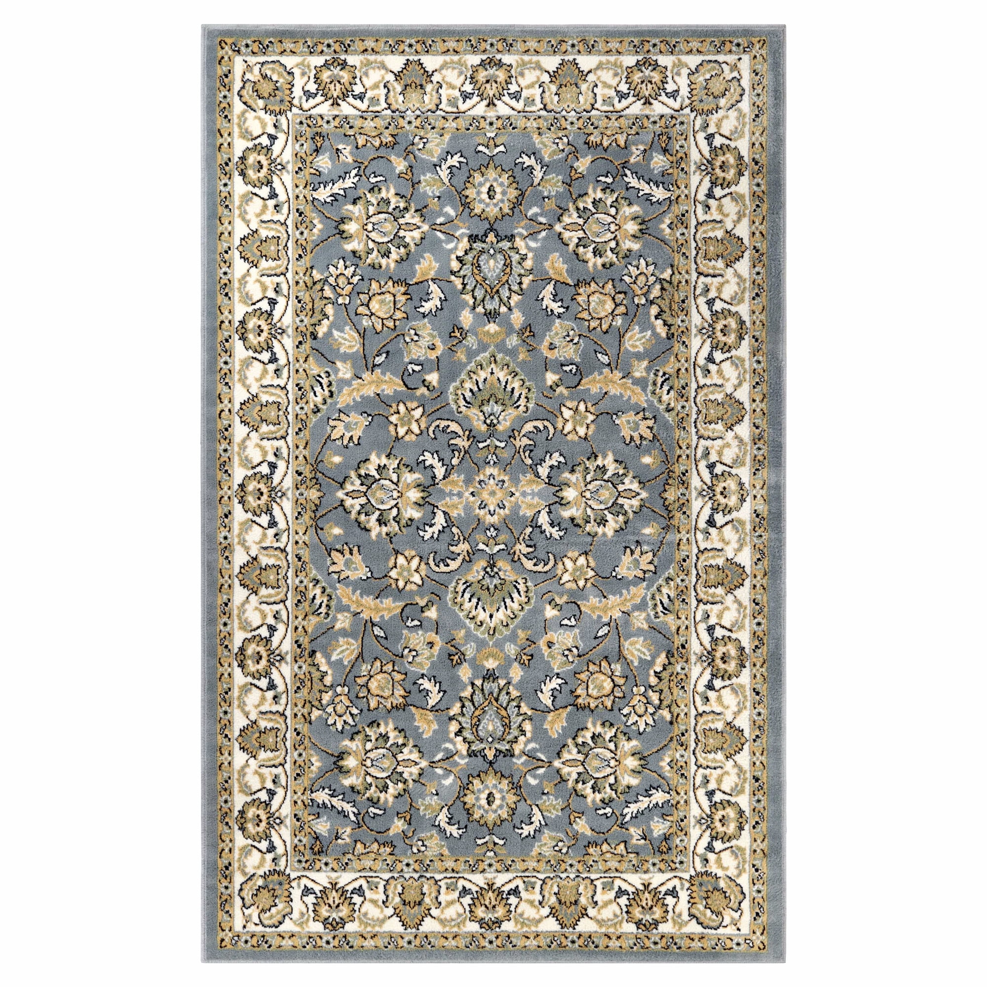 Elegant Lille Gray Synthetic 5' x 8' Low Pile Area Rug