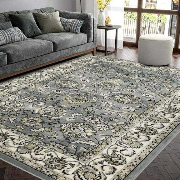 Superior Lille Traditional Floral Indoor Runner Rug, Cream, 8' x 10'