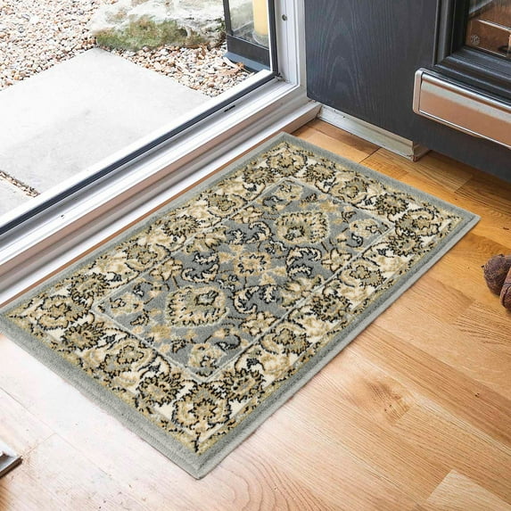 Superior Lille Traditional Floral Indoor Runner Rug, Grey, 2' x 3'